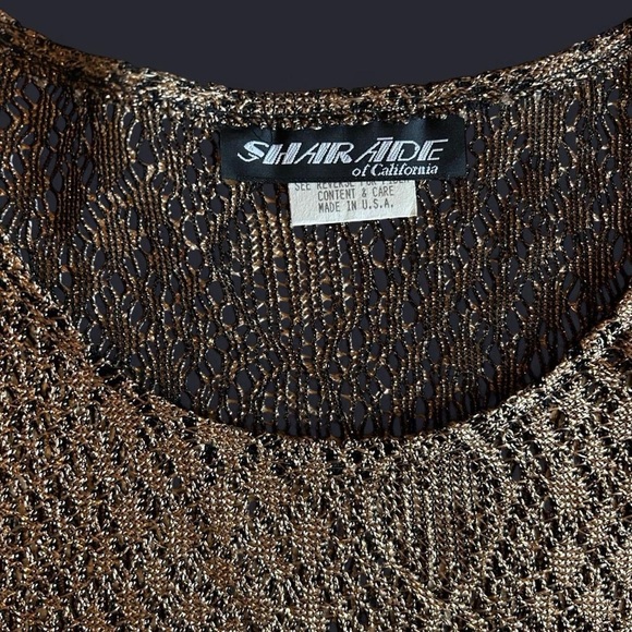 NWT -Vintage 90s SharAde Bronze Metallic Mesh Top | | Size 12 - Picture 2 of 8